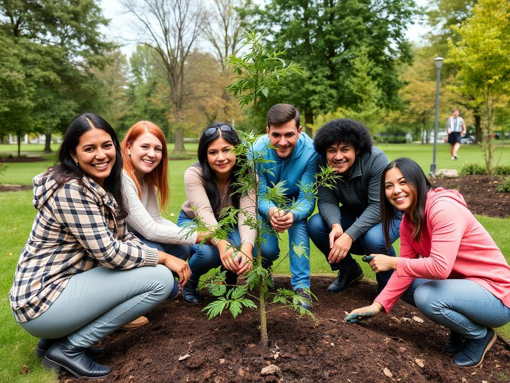 Community planting trees